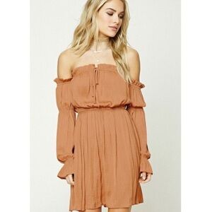 Forever 21 Orange Ruffled Tie Front Sundress